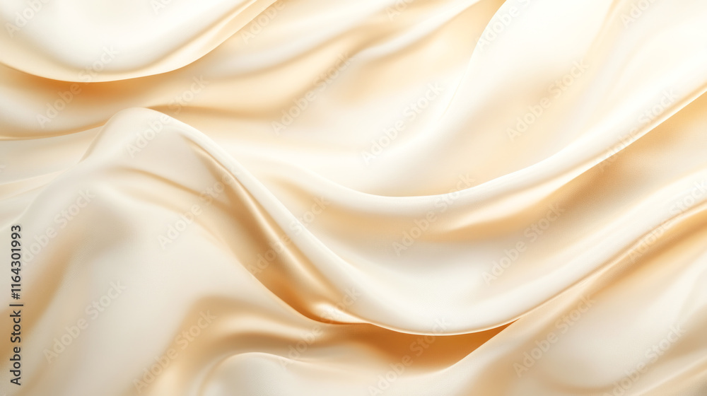 Fototapeta premium Luxurious cream silk fabric with gentle waves and soft texture