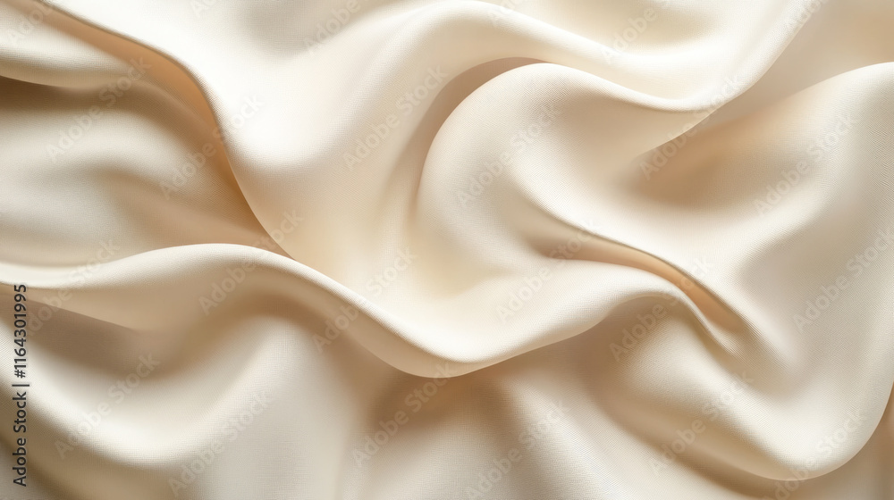 Obraz premium Elegant cream silk fabric with soft folds creating a luxurious texture and smoothness