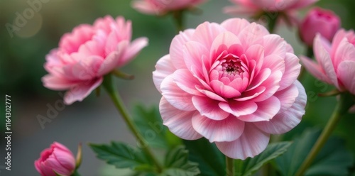 Delicate pink & white ranunculus blooms, close-up , ranunculus, wedding, bright