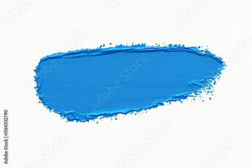 Abstract blue paint stroke on white background with textured edges. photo