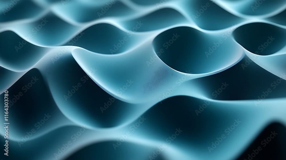 Fototapeta premium Abstract Blue Wavy Surface Digital Art Design