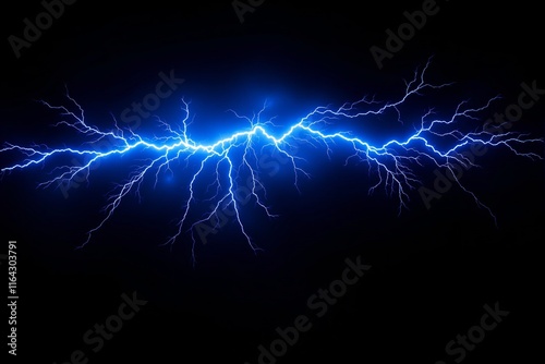 Electric blue lightning bolt striking across a black background.