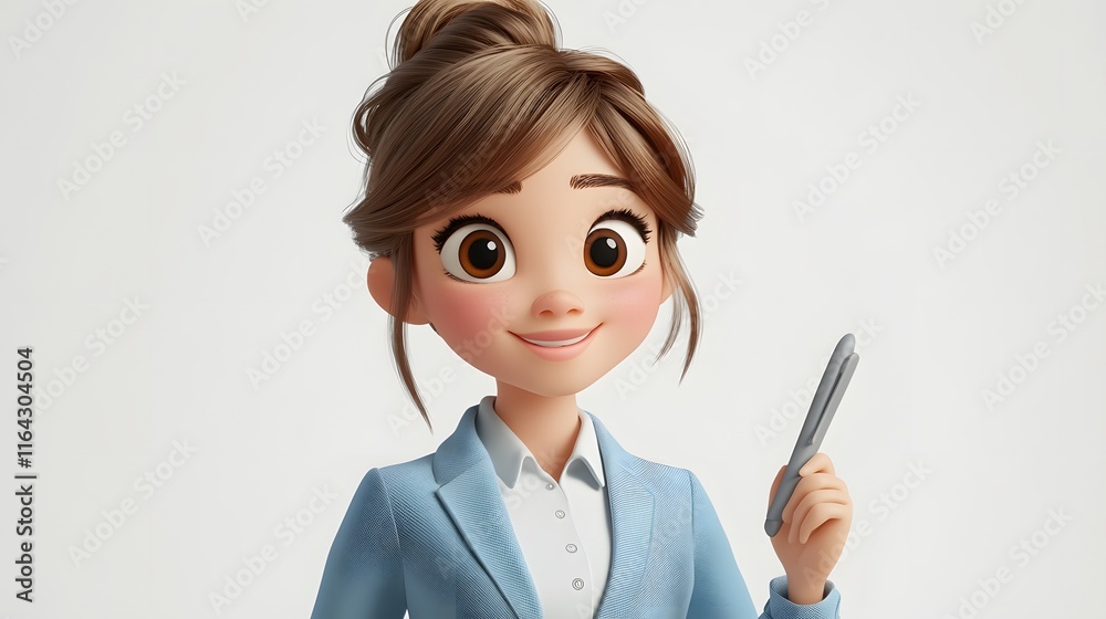 Charming 3D Animated Businesswoman Presentation