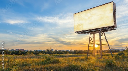 Billboard at sunset urban landscape photography natural environment wide angle advertising concept