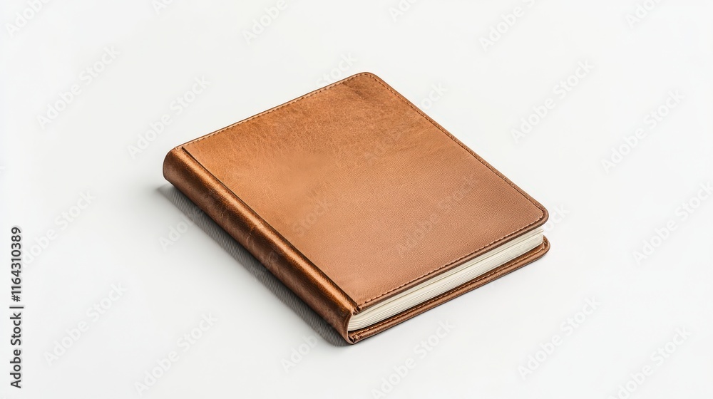 Stylish brown leather notebook with blank pages, perfect for journaling, note-taking, or creative writing in any setting. Stylish brown leather notebook with blank pages, perfect for journaling, note-taking, or creative writing in any setting.