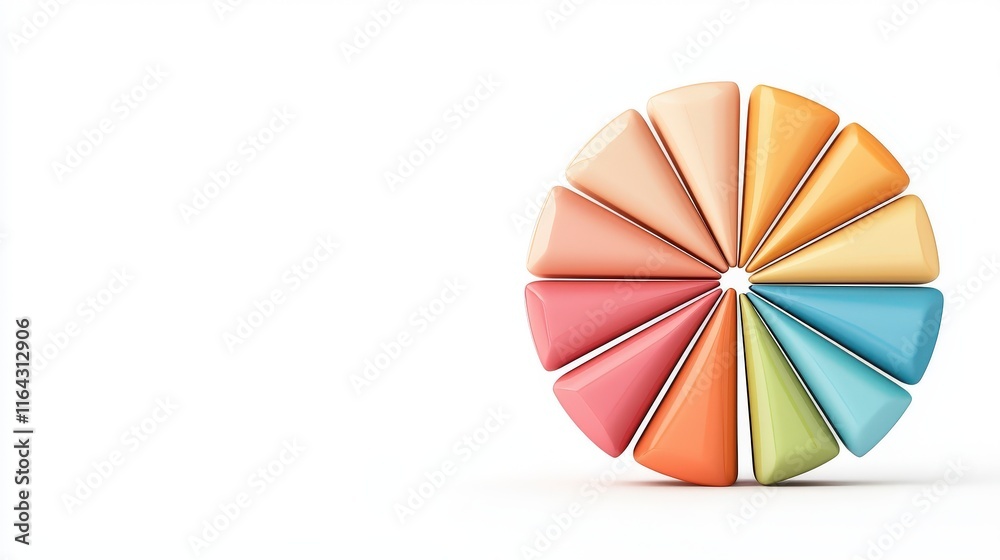 Obraz premium A colorful arrangement of pie sections representing creativity and innovation in design and branding.