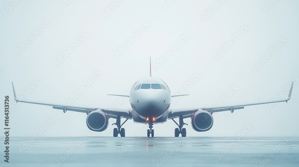 Naklejka premium An isolated white background displays a detailed image of a passenger airplane. 