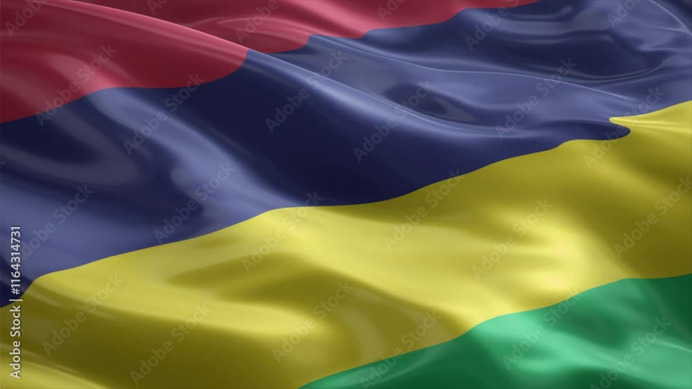 mauritius country flag waving for 10 seconds in high quality