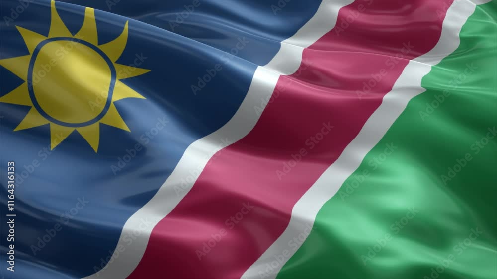 namibia country flag waving for 10 seconds in high quality