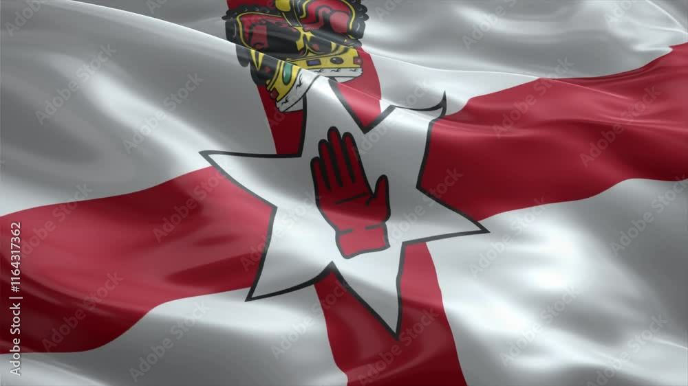 northern ireland country flag waving for 10 seconds in high quality