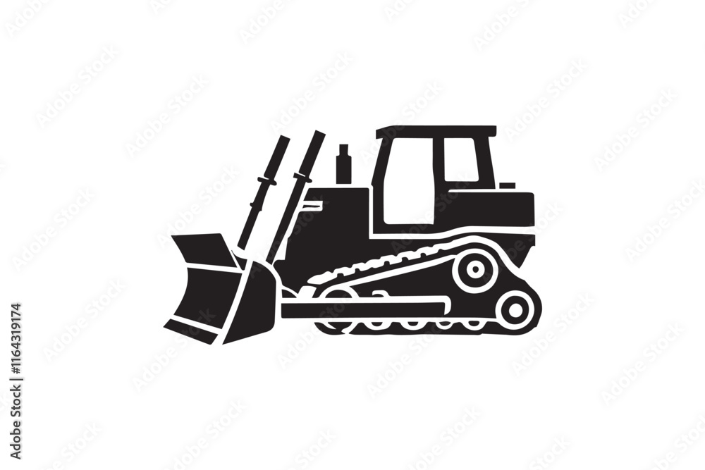Naklejka premium simple and unobtrusive bulldozer vector silhouette illustration isolated in white background 