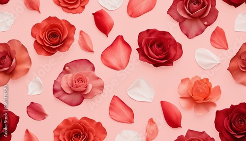 Wallpaper Mural Minimalistic Flat Lay Design Featuring Pale Peach Roses and Clean Lines on a Pastel Teal Background, Perfect for Greeting Cards Torontodigital.ca