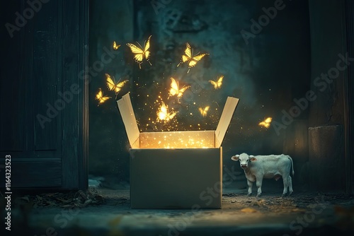 Magical Box Reveals Glowing Butterflies and a Calf photo