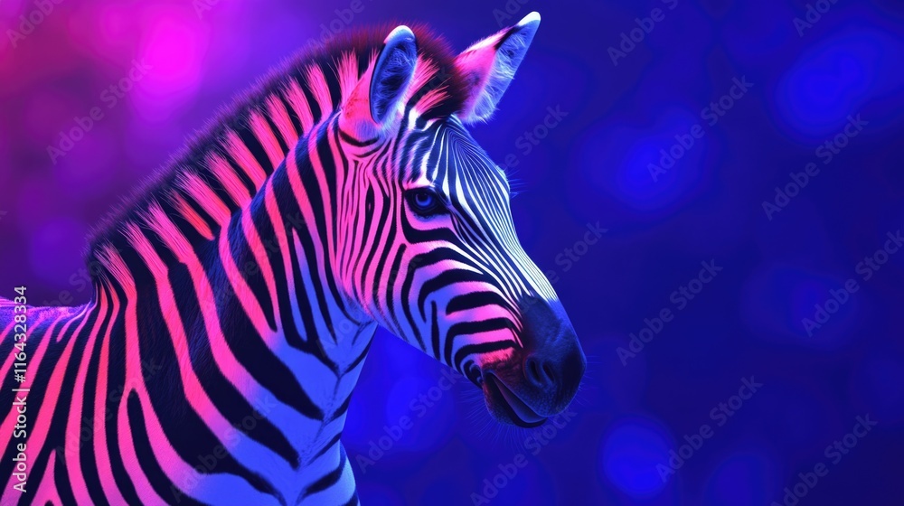 Fototapeta premium A zebra standing in front of a bright blue background, ideal for use as a graphic element or design component