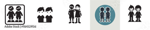 Vector collection of icons of a person with his best friend