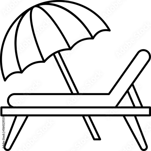 Sun Lounger Chair. Beach Folding Chair Icon