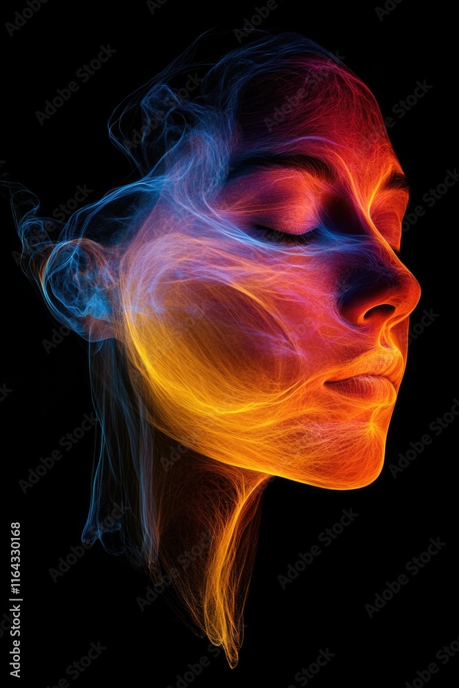 Woman with colorful smoke Woman with colorful smoke