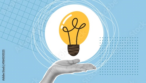 Collage on the theme of idea. An idea for a successful business. A win-win strategy plan. The team comes up with a plan of action. business plan. collage. work. office. light bulb. idea.