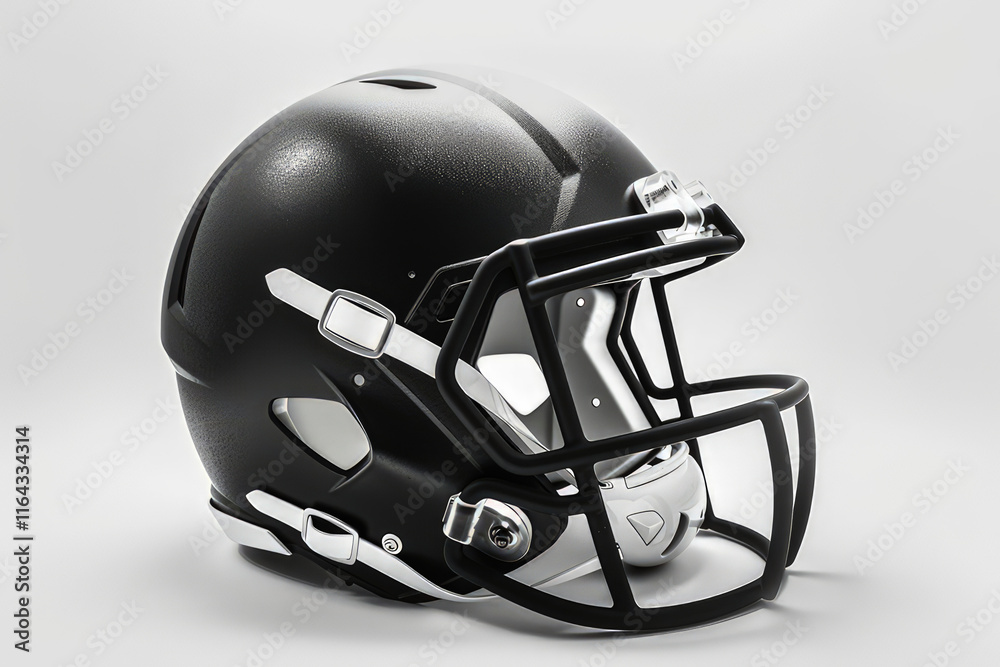 Fototapeta premium A black football helmet designed for protection and safety in the sport. isolated on white background