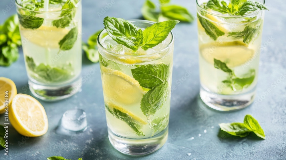 Refreshing Lemonade with Mint and Lemon Slices Refreshing Lemonade with Mint and Lemon Slices