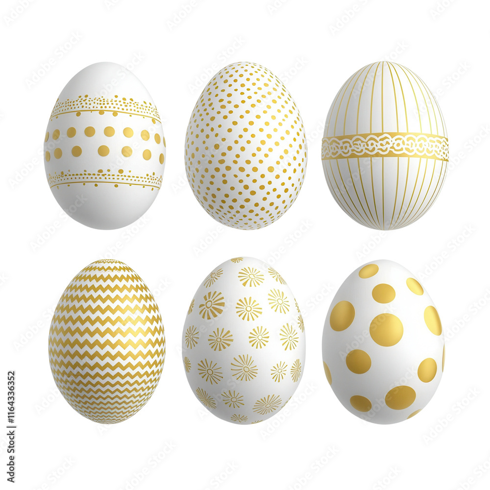 Decorative eggs featuring intricate patterns in white and gold, arranged in a symmetrical layout. Decorative eggs featuring intricate patterns in white and gold, arranged in a symmetrical layout.