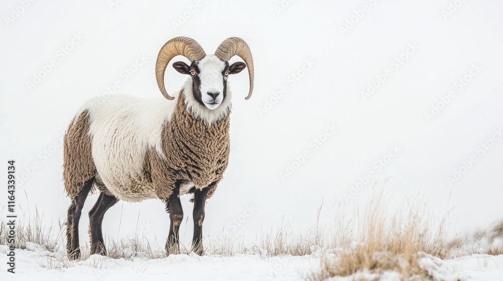 Fototapeta premium Ram in Snowy Hill