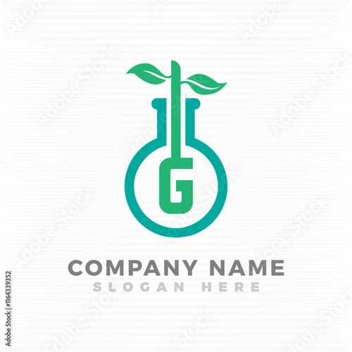 Test tube blended with initial letter G logo template