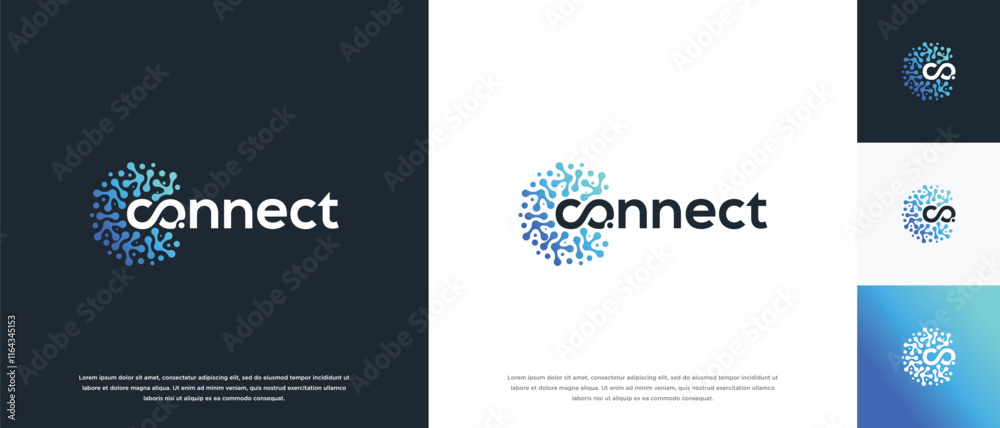 Technology connection logo design. Technology connection logo template. Technology logo symbol icon Technology connection logo design. Technology connection logo template. Technology logo symbol icon