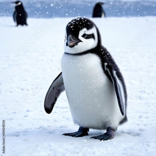 two penguins on the snow photo