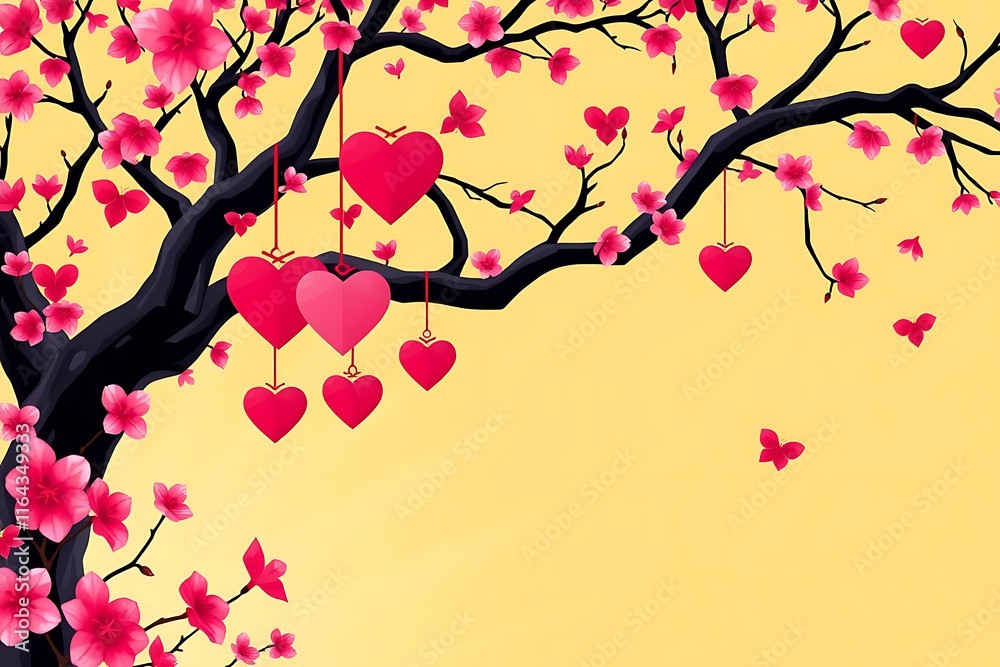 Fototapeta premium Happy Valentines Day greeting card. Calligraphic design for print cards, banner, poster Hand drawn text lettering for Valentines Day with hearts shape Vector illustration isolated on white background.