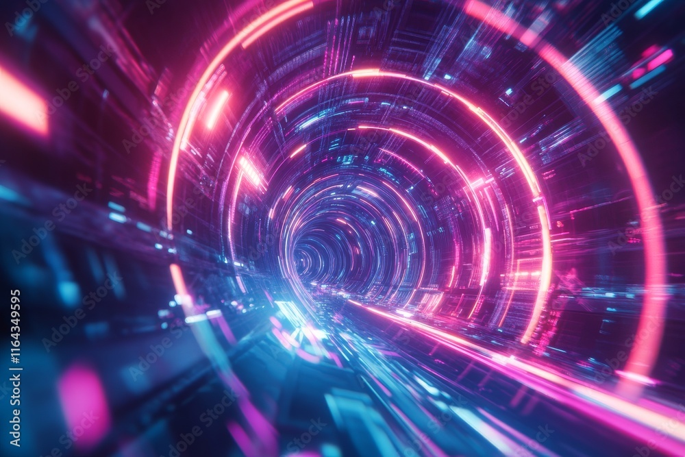 Abstract Background of Glowing Neon Lines and Geometric Tech Patterns Abstract Background of Glowing Neon Lines and Geometric Tech Patterns
