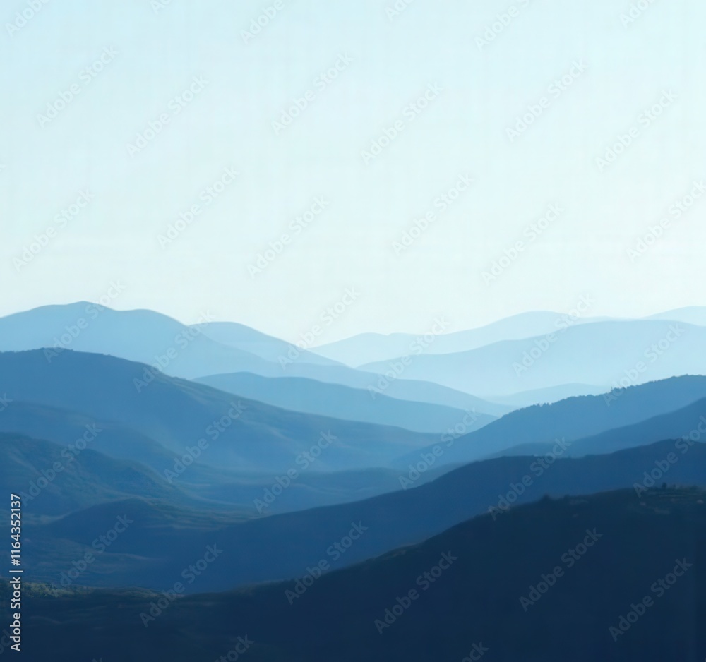 Fototapeta premium Blue layered mountain ranges landscape