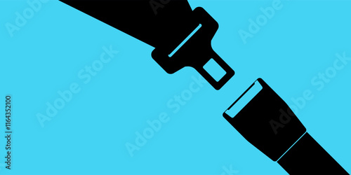Safety Seatbelt. Car or Airplane Seatbelt. Fasten Your Seatbelt. Safety First.  Vector Illustration. 