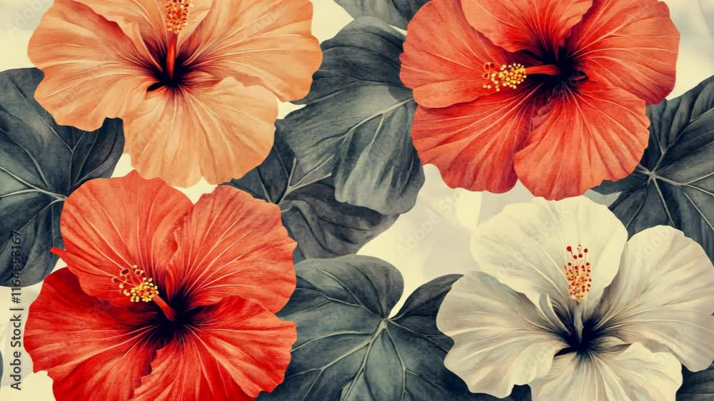 custom made wallpaper toronto digitalVibrant hibiscus flowers arranged on a textured background showcasing nature's beauty and color diversity