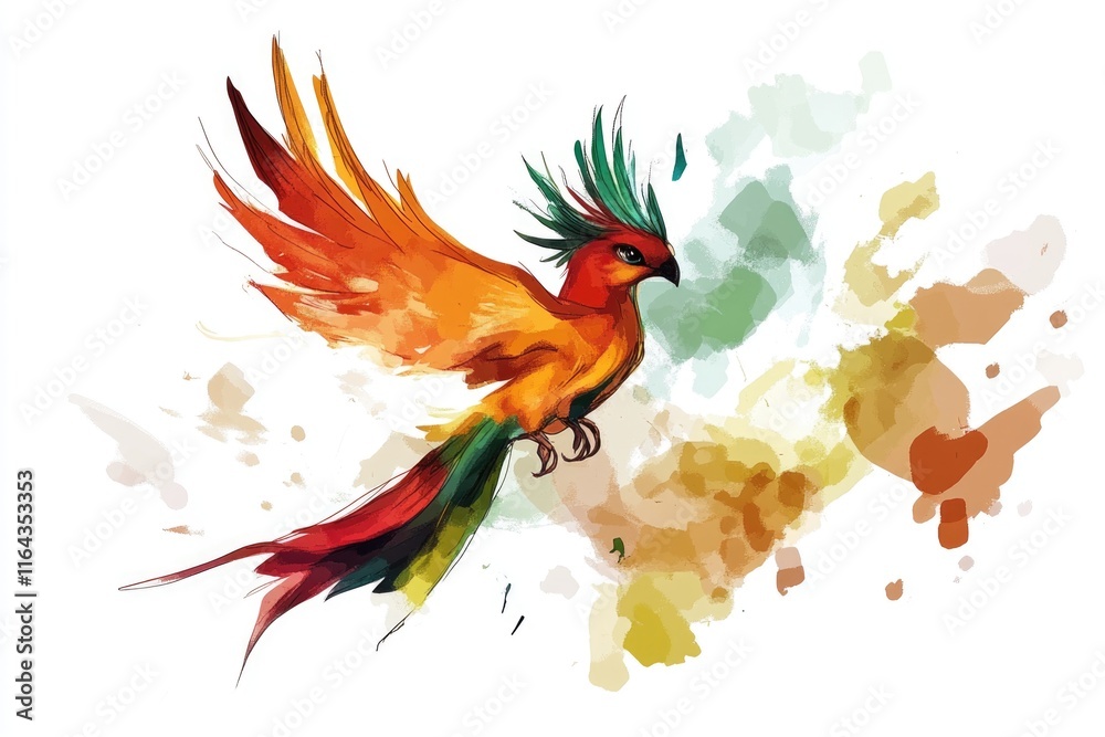 Fototapeta premium A vibrant bird soaring through the sky with bright plumage