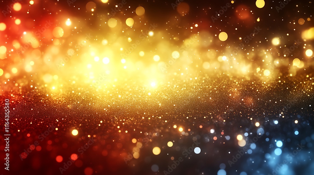 Naklejka premium Abstract Gold Red and Blue Glitter Lights Background