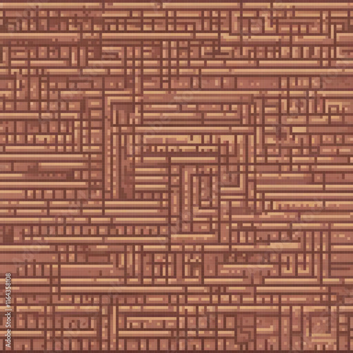 Brown brick wall pixel art with unique pattern design.