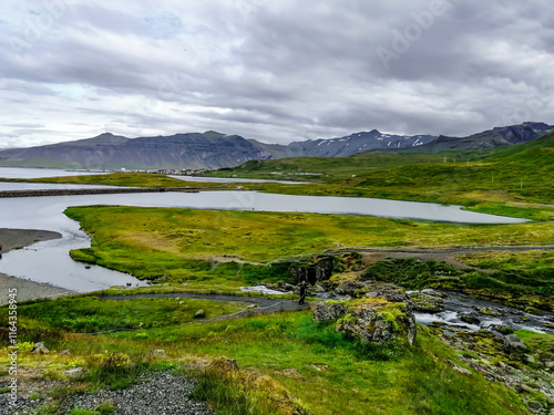 Kirkjufellsfoss landscape Iceland in summer, Snaefellsnes Peninsula