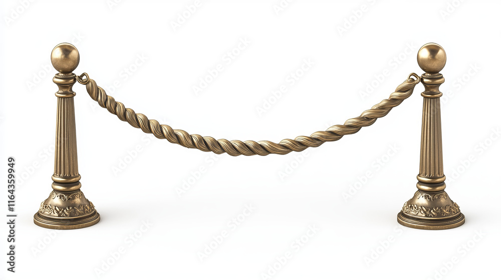 Barrier with rope and gold poles, fence for red carpet or vip event, museum or gallery stanchion, night club entrance security fencing isolated on white background, Realistic 3d vector illustration Barrier with rope and gold poles, fence for red carpet or vip event, museum or gallery stanchion, night club entrance security fencing isolated on white background, Realistic 3d vector illustration