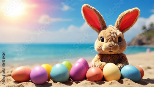 easter bunny with eggs