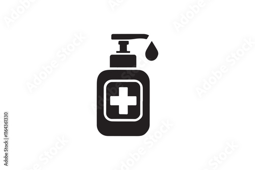 simple and unobtrusive hand sanitizer vector silhouette illustration isolated in white background
