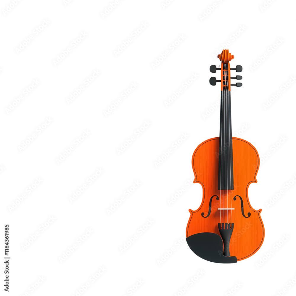 Fototapeta premium A vibrant orange violin with a sleek design and traditional features, showcasing its elegant form and craftsmanship.