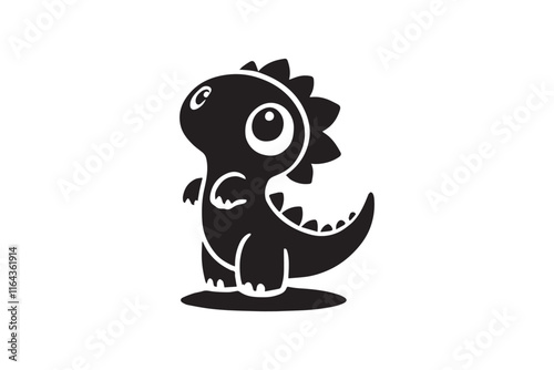 simple and unobtrusive cute baby dino dinosaurs vector silhouette illustration isolated in white background
