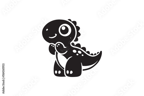 simple and unobtrusive cute baby dino dinosaurs vector silhouette illustration isolated in white background

