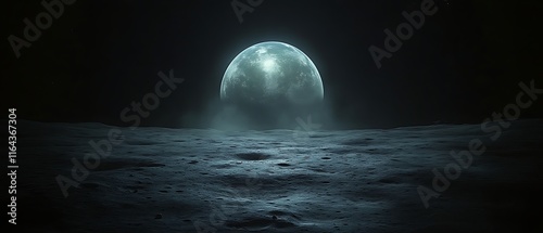 Eerie moonlit lunar landscape. photo