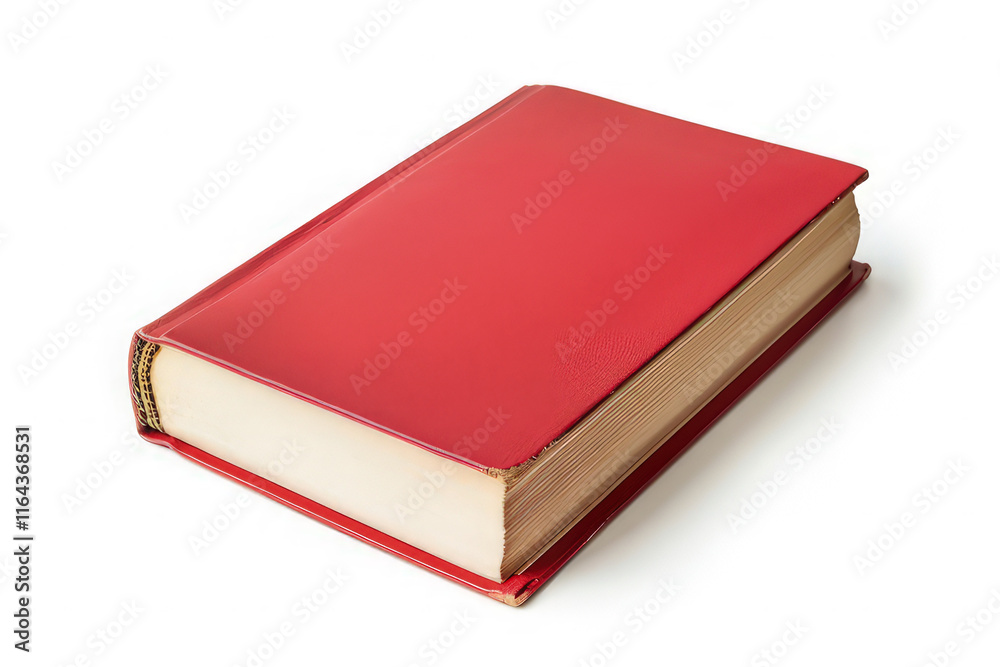 A closed red book with a smooth cover and visible pages, suggesting knowledge or literature. isolated on white background A closed red book with a smooth cover and visible pages, suggesting knowledge or literature. isolated on white background