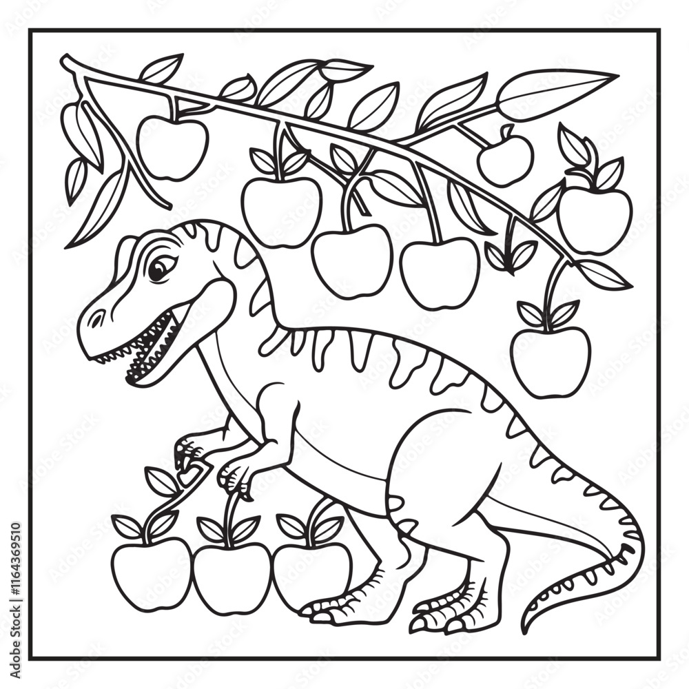 Fototapeta premium Cute Dinosaur Coloring Pages for Kids. Dinosaur designs For Kids. Illustrations with Thick Lines