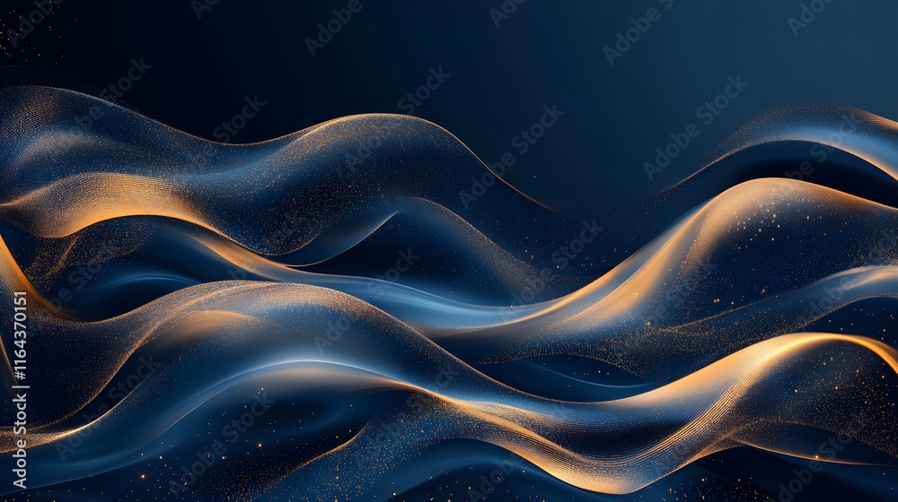 Obraz premium Abstract Gold and Blue Wave Design