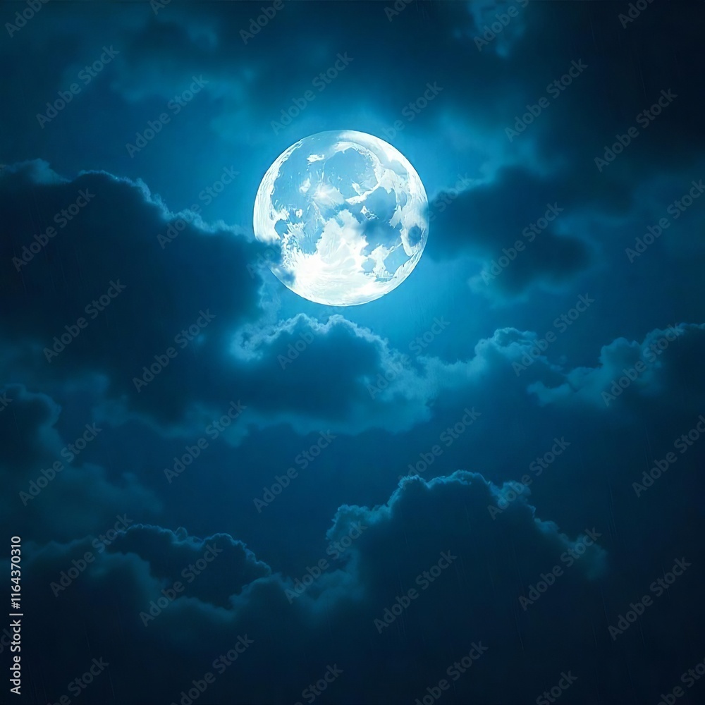 Luminous Moon Amidst Ethereal Clouds Luminous Moon Amidst Ethereal Clouds
