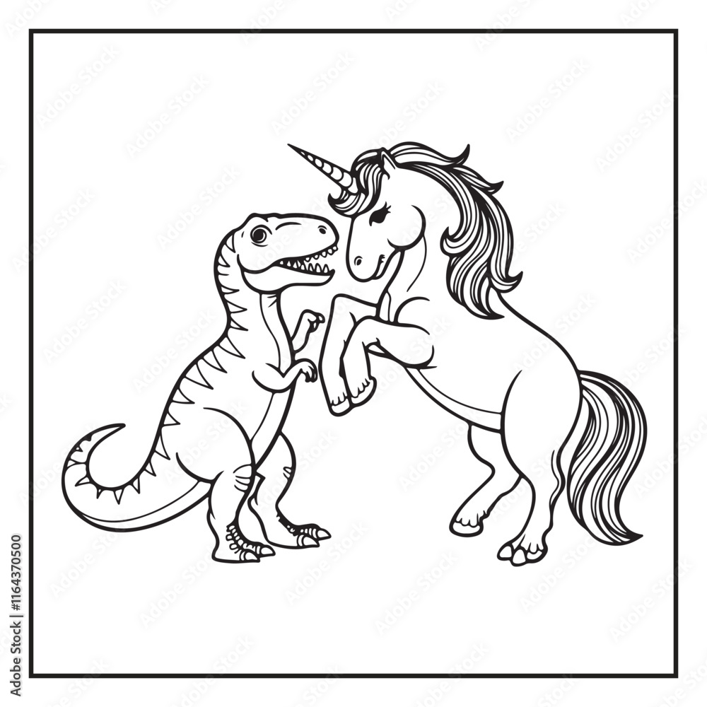 Obraz premium Cute Dinosaur Coloring Pages for Kids. Dinosaur designs For Kids. Illustrations with Thick Lines